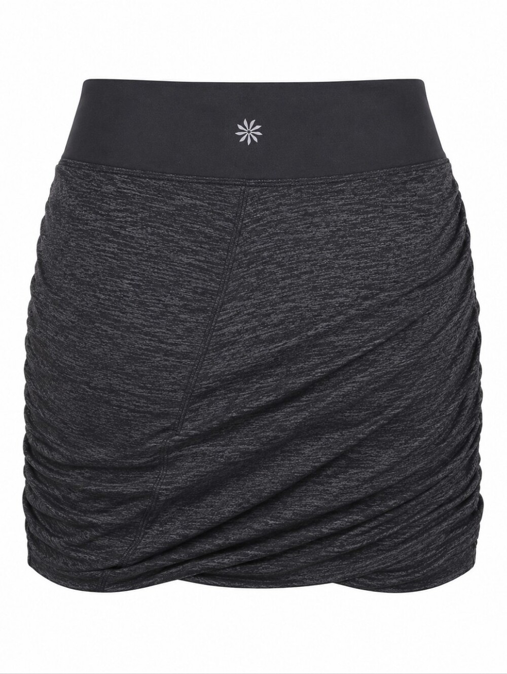 Athleta Twist It Space Dye Bubble Mini Skirt Black Gray Ruched M - Picture 3 of 14